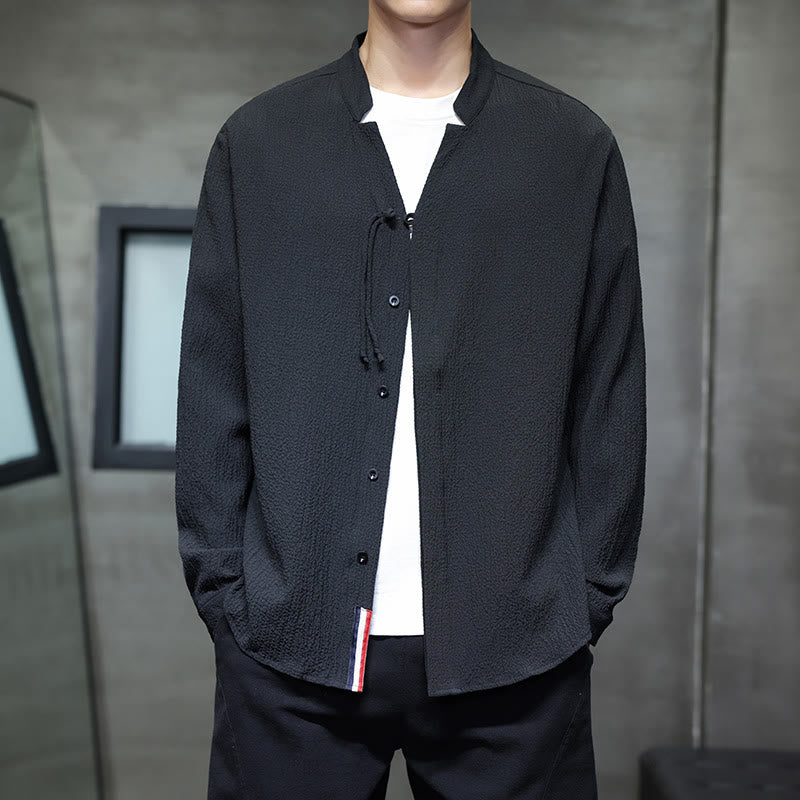 Buddha Stones Fall Solid Color Men's Button Long Sleeve Shirt Clothing - Black - US/UK/AU46，EU56 (5XL) - image 16