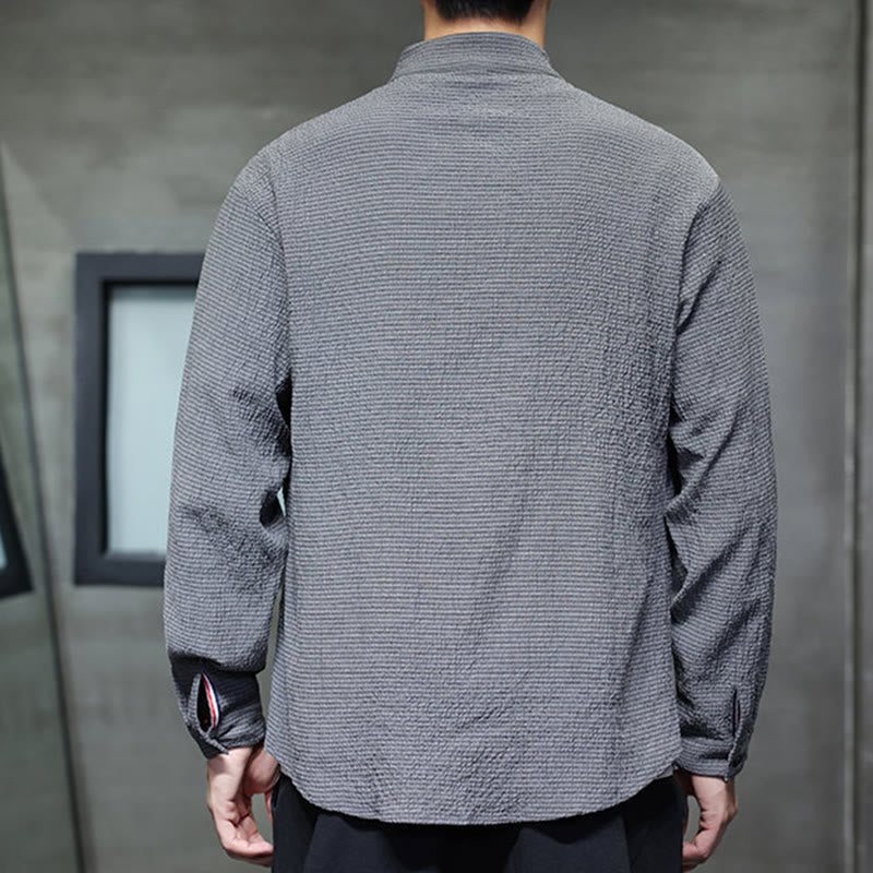 Buddha Stones Fall Solid Color Men's Button Long Sleeve Shirt Clothing - image 4