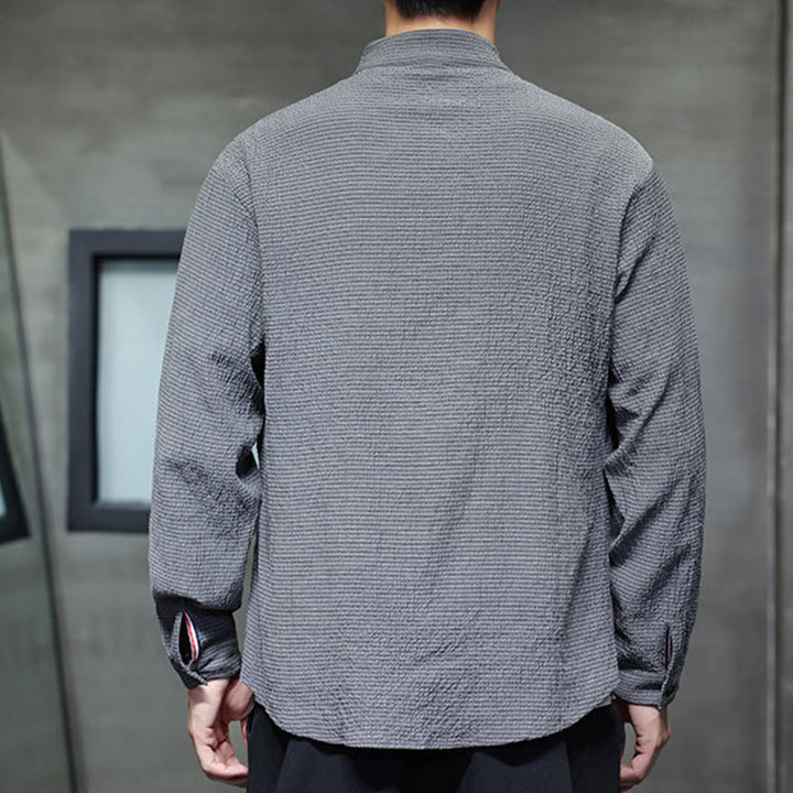 Buddha Stones Fall Solid Color Men's Button Long Sleeve Shirt Clothing - image 4