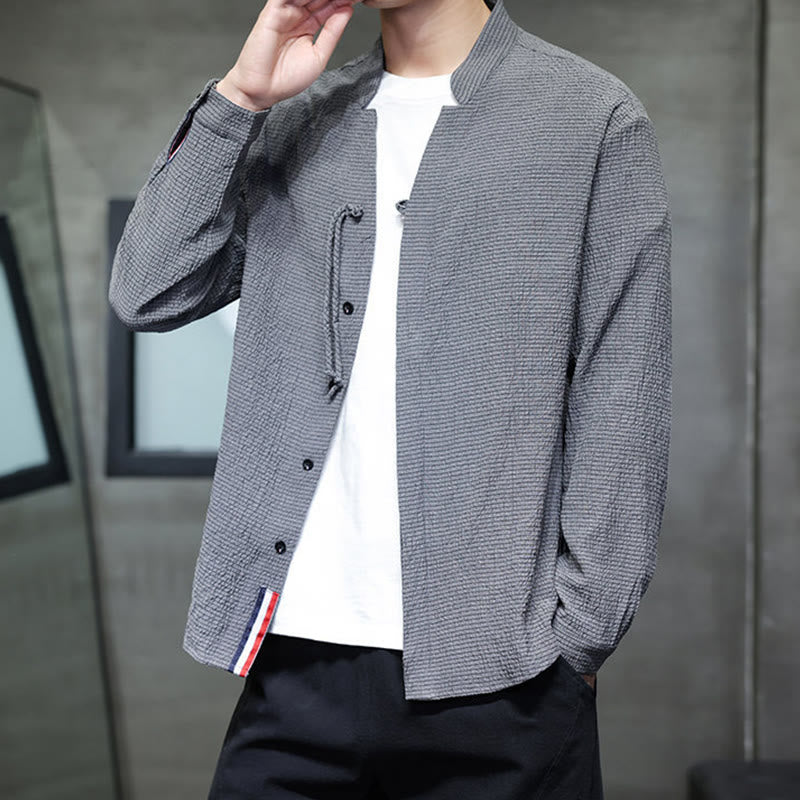 Buddha Stones Fall Solid Color Men's Button Long Sleeve Shirt Clothing - image 6