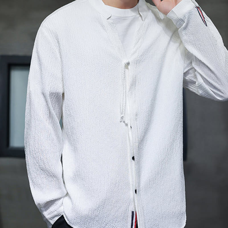 Buddha Stones Fall Solid Color Men's Button Long Sleeve Shirt Clothing - image 15