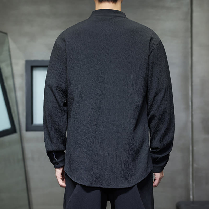 Buddha Stones Fall Solid Color Men's Button Long Sleeve Shirt Clothing - image 19