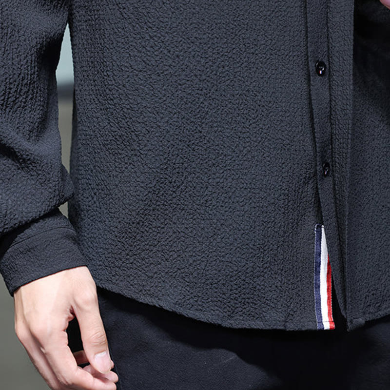 Buddha Stones Fall Solid Color Men's Button Long Sleeve Shirt Clothing - image 25