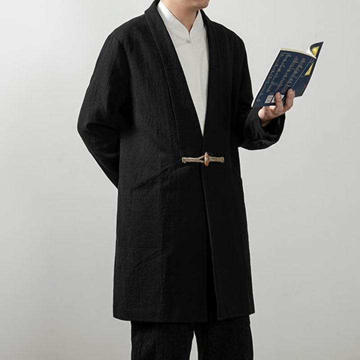 Buddha Stones Fall Simple Cotton Men's Long Sleeve Mid-length Coat Clothing - image 1