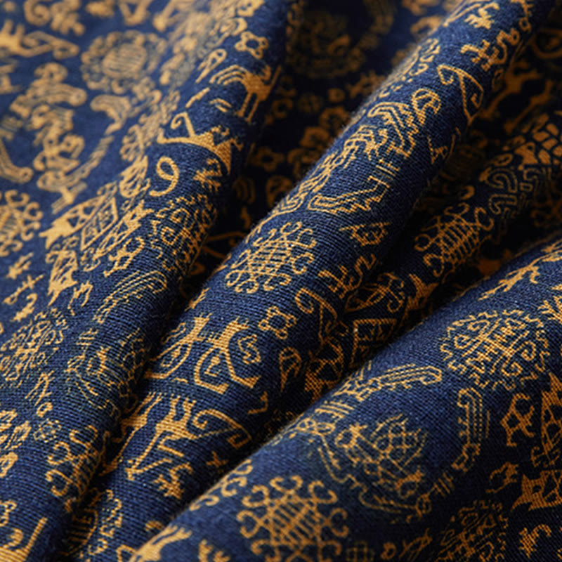 Buddha Stones Fall Men's Cotton Mid-length Coat Double-sided Jacket - image 17