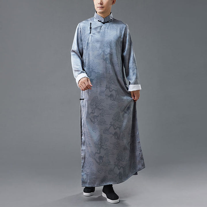 Buddha Stones Vintage Chinese Frog-Button Tang Suit Men's Dragon Cotton Robe - image 10