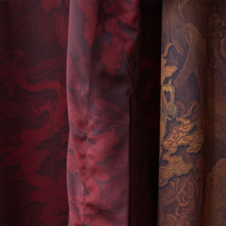 Buddha Stones Vintage Chinese Frog-Button Tang Suit Men's Dragon Cotton Robe - image 19