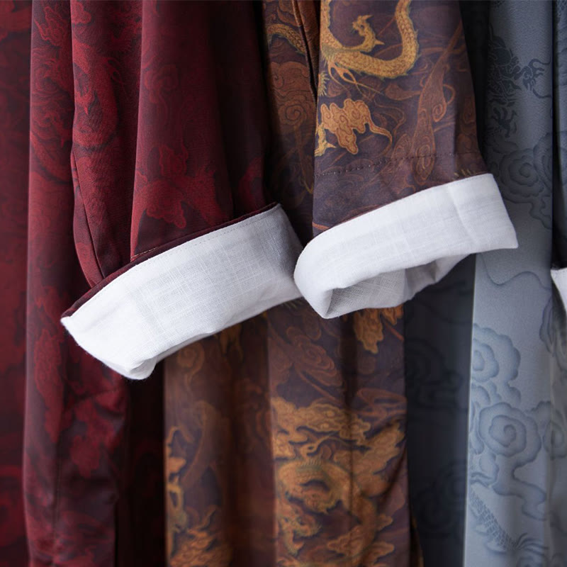 Buddha Stones Vintage Chinese Frog-Button Tang Suit Men's Dragon Cotton Robe - image 21