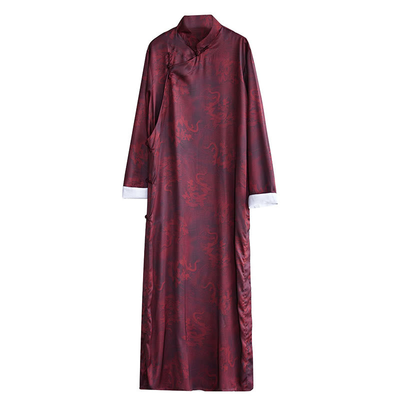 Buddha Stones Vintage Chinese Frog-Button Tang Suit Men's Dragon Cotton Robe - image 17