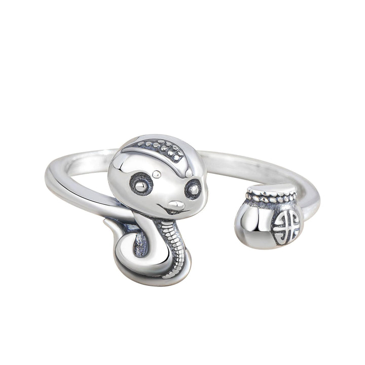 Buddha Stones 925 Sterling Silver Year Of The Snake Calm Adjustable Ring