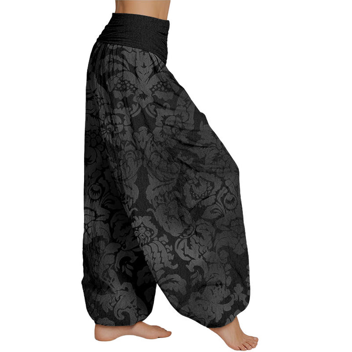 Buddha Stones Casual Flower Leaves Design Women's Elastic Waist Harem Pants