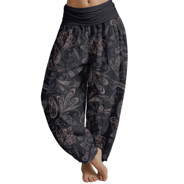 Buddha Stones Casual Flower Petals Design Women's Elastic Waist Harem Pants