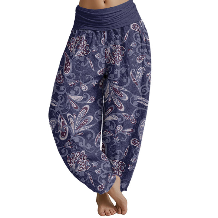 Buddha Stones Casual Flower Petals Design Women's Elastic Waist Harem Pants