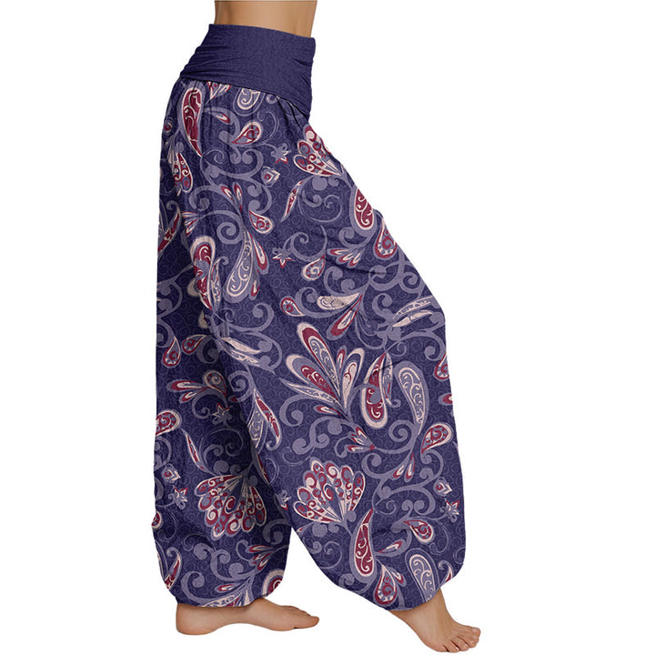 Buddha Stones Casual Flower Petals Design Women's Elastic Waist Harem Pants