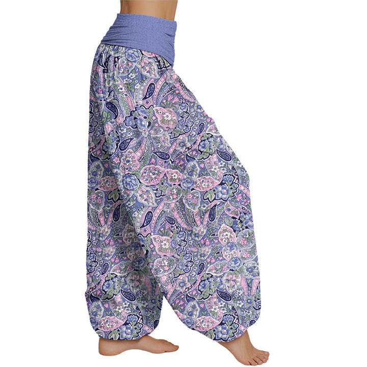 Buddha Stones Casual Cashew Flower Design Women's Elastic Waist Harem Pants