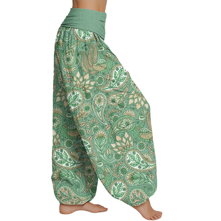 Buddha Stones Cashew Flower Peacock Sunflower Design Women's Elastic Waist Harem Pants