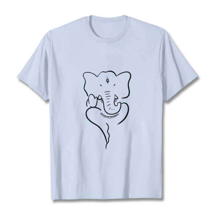 Buddha Stones Ganesh Elephant Sketch Pattern Tee T-shirt