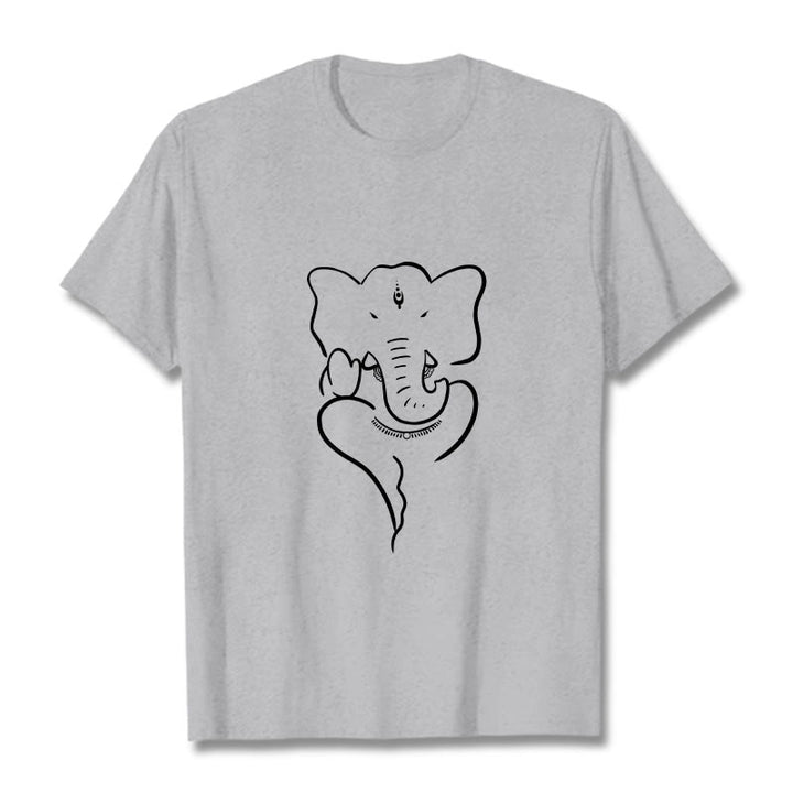 Buddha Stones Ganesh Elephant Sketch Pattern Tee T-shirt