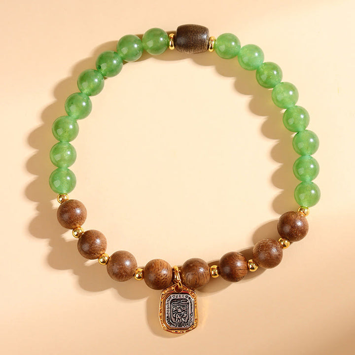 Buddha Stones Kalimantan Agarwood Green Chalcedony Zakiram Goddess of Wealth Strength Bracelet