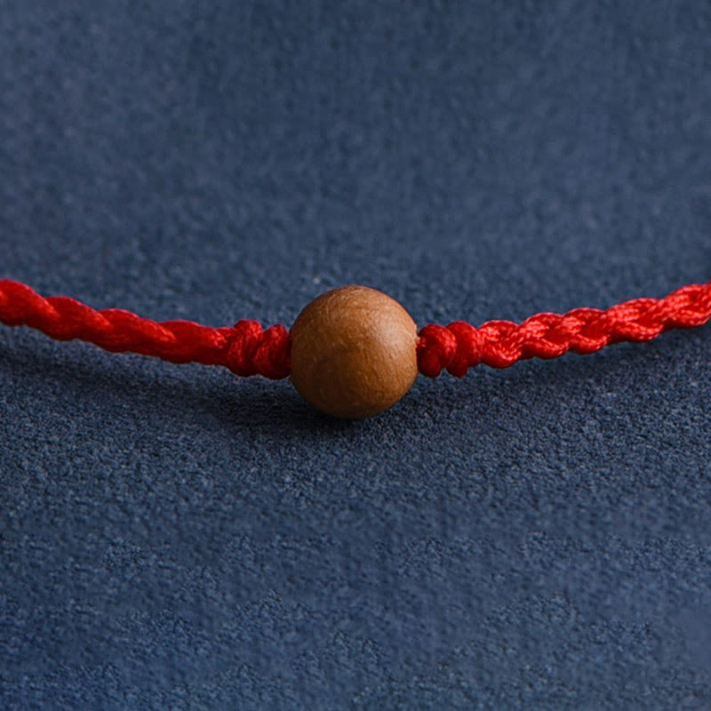 Buddha Stones Natural Peach Wood Bead Ward Off Evil Spirits Braided Bracelet - image 11