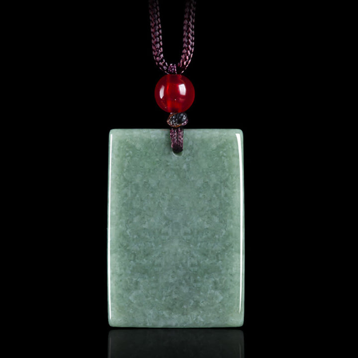 Buddha Stones Formless Buddha Jade Square Amulet Prosperity String Necklace Pendant - image 3