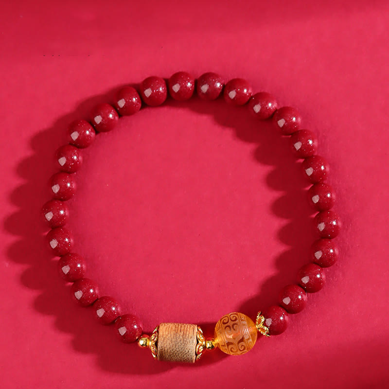 Buddha Stones Cinnabar Amber Agarwood Blessing Bracelet