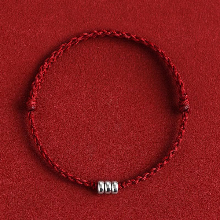 Buddha Stones 925 Sterling Silver Beads Protection Luck Braided Bracelet Anklet - image 0
