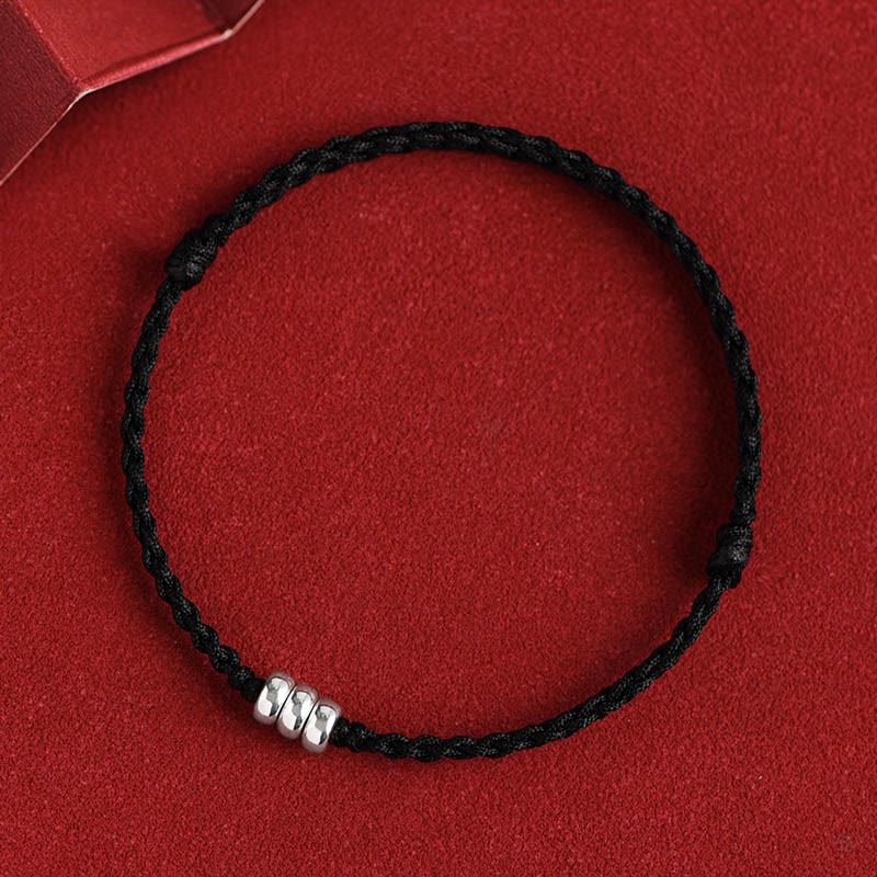 Buddha Stones 925 Sterling Silver Beads Protection Luck Braided Bracelet Anklet - Black Rope - Bracelet(Wrist Circumference 15-20cm) - image 15