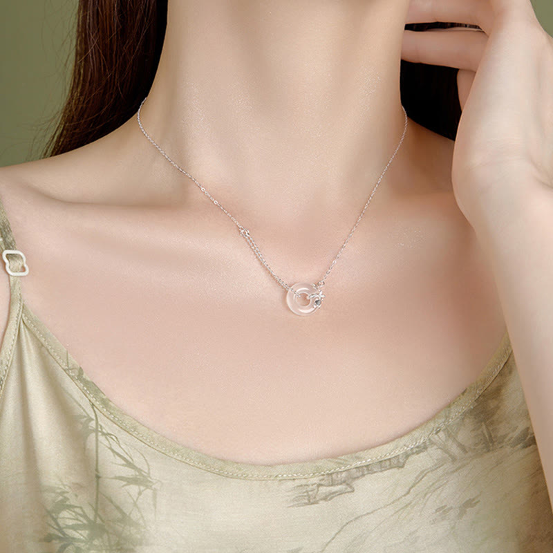 Buddha Stones 925 Sterling Silver Tulip Chalcedony Peace Buckle Fortune Necklace Pendant - image 8