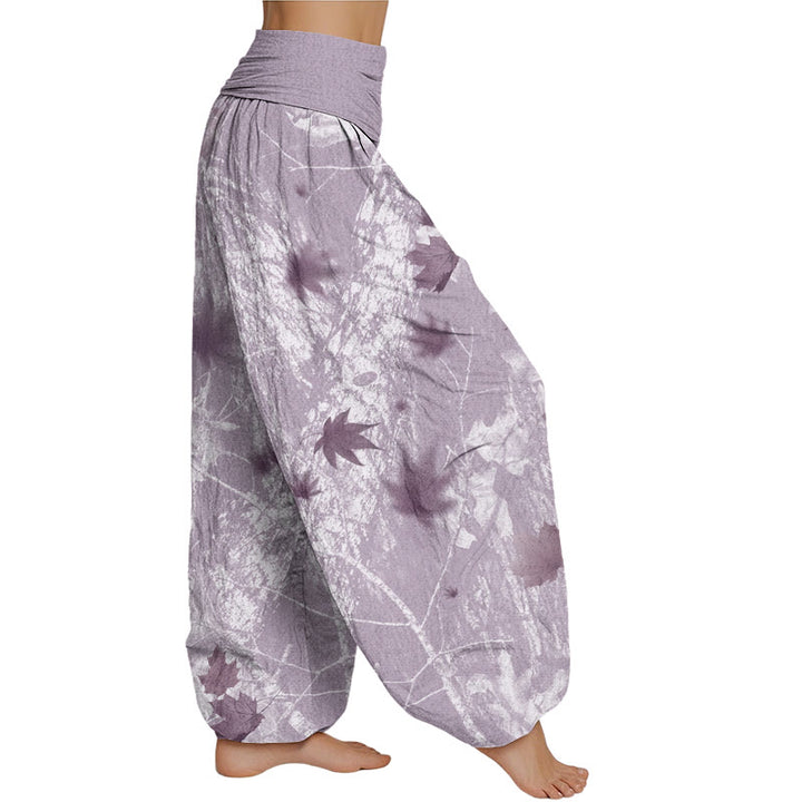 Buddha Stones Maple Leaves And Branches Pattern Women's Elastic Waist Harem Pants