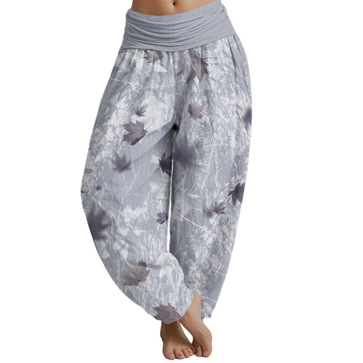 Buddha Stones Maple Leaves And Branches Pattern Women's Elastic Waist Harem Pants