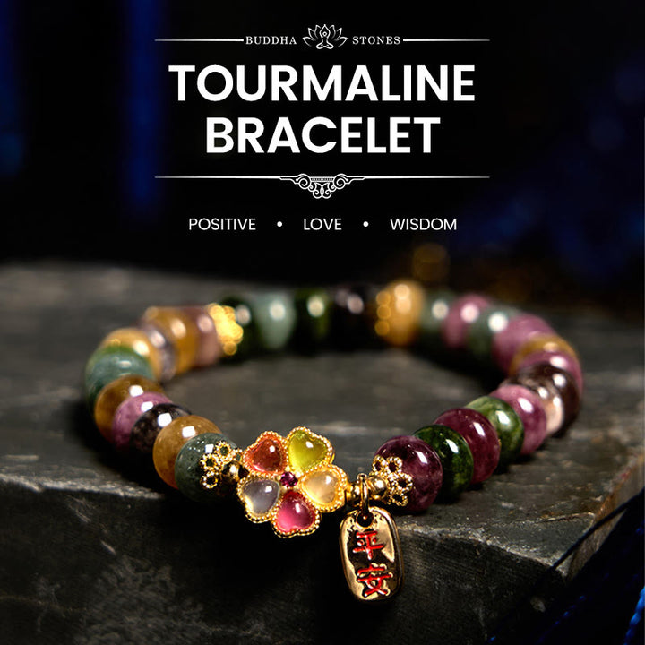 Buddha Stones "Wishing You Joy in Every Color" Tourmaline Jade Bracelet Includes Gift Message Card - image 1