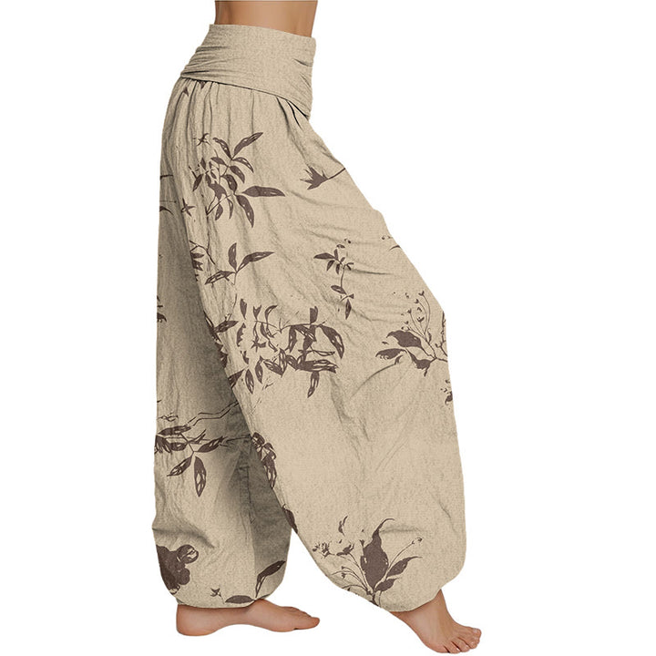 Buddha Stones Branch Pattern Women's Elastic Waist Harem Pants