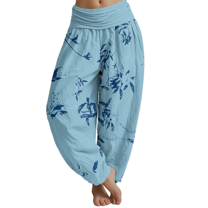 Buddha Stones Branch Pattern Women's Elastic Waist Harem Pants