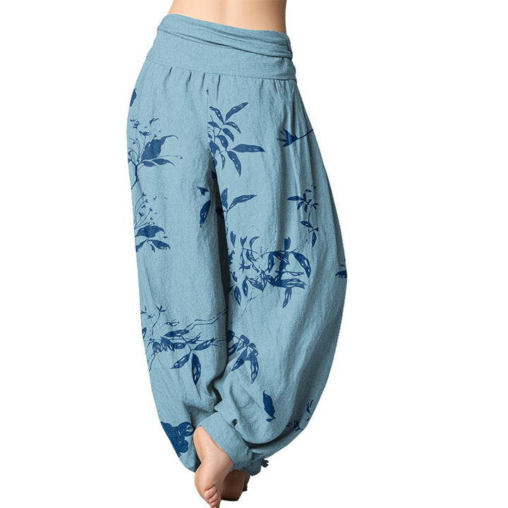 Buddha Stones Branch Pattern Women's Elastic Waist Harem Pants