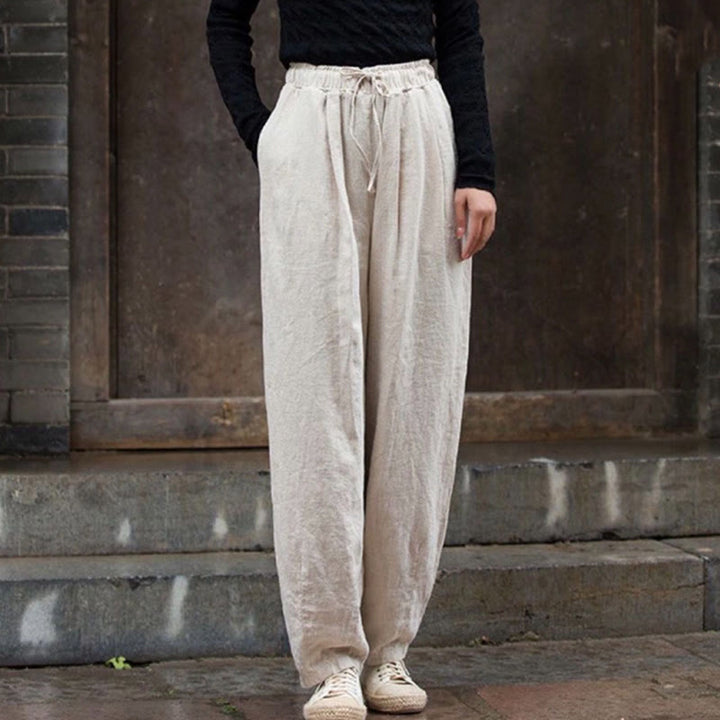 Buddha Stones Plain Design Cotton Women's Pants - Beige - US14，UK/AU18，EU46 (4XL) - image 6