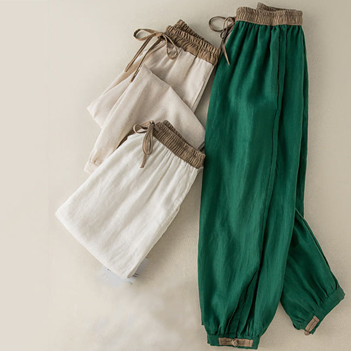 Buddha Stones Plain Cotton Drawstring Women's Harem Pants With Pockets - image 10