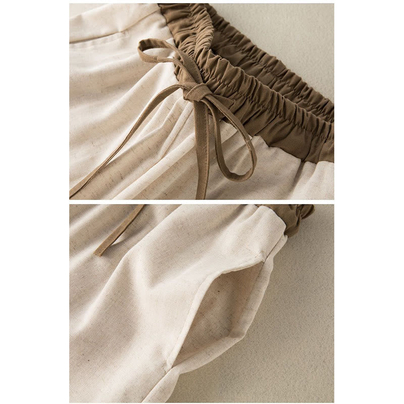 Buddha Stones Plain Cotton Drawstring Women's Harem Pants With Pockets - image 3