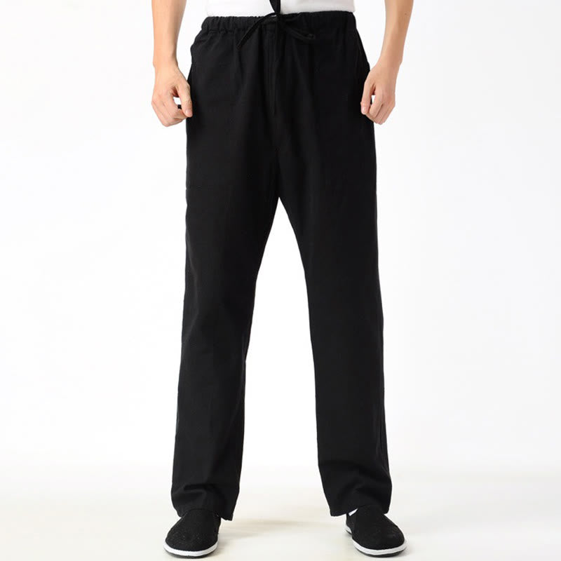 Buddha Stones Fall Solid Color Men's Drawstring Pants With Pockets - image 4