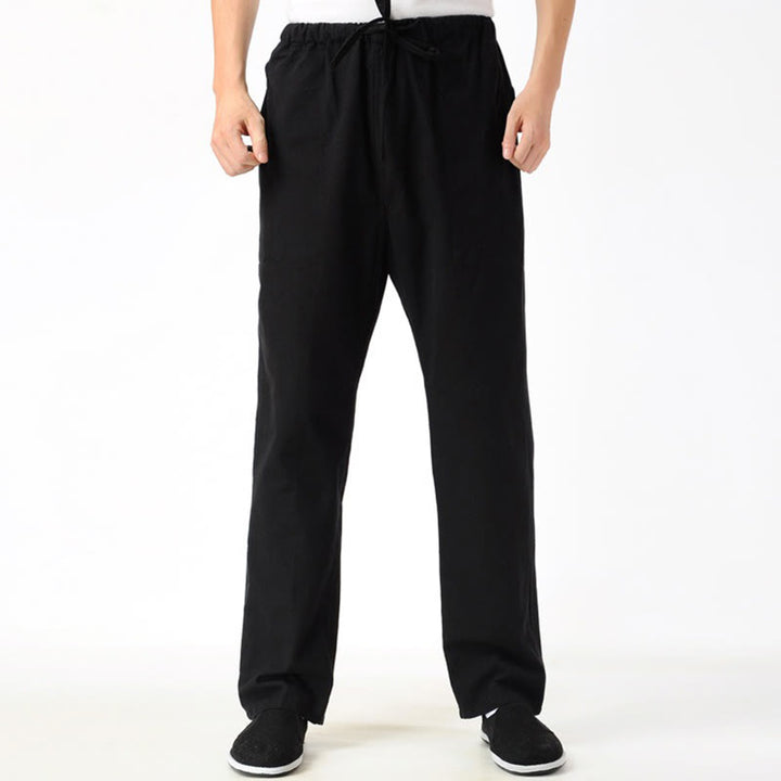 Buddha Stones Fall Solid Color Men's Drawstring Pants With Pockets - image 4