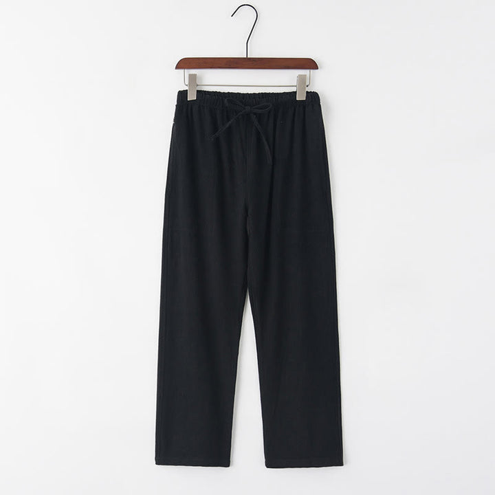 Buddha Stones Spring Summer Solid Men's Drawstring Linen Pants With Pockets - Black - US/UK/AU44，EU54 (4XL) - image 3