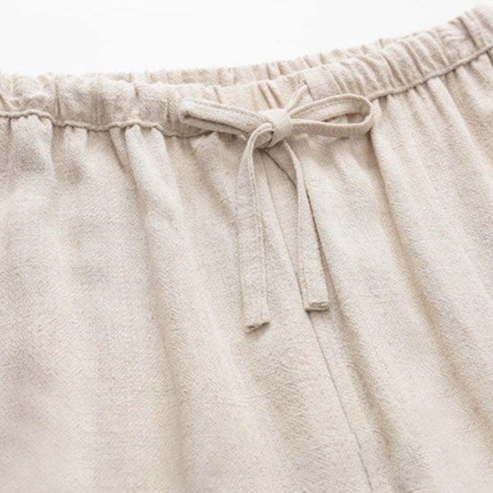 Buddha Stones Spring Summer Solid Men's Drawstring Linen Pants With Pockets - image 7