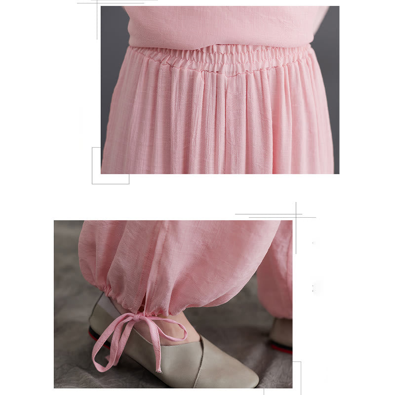 Buddha Stones 2Pcs Solid Women's Long Sleeve Shirt Pants Meditation Clothing Set - image 11