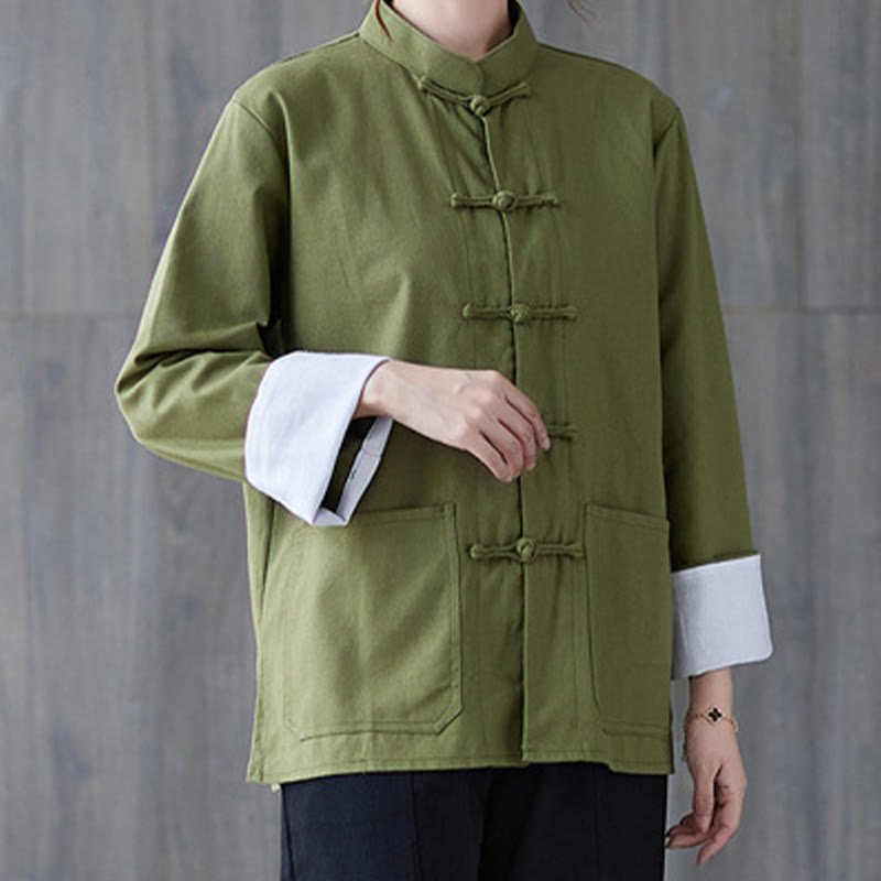 Buddha Stones Women's Frog-Button Long Sleeve Shirt Pants Meditation Clothing - image 2