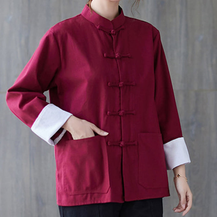 Buddha Stones Women's Frog-Button Long Sleeve Shirt Pants Meditation Cotton Linen Clothing - image 8