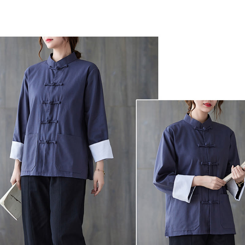 Buddha Stones Women's Frog-Button Long Sleeve Shirt Pants Meditation Clothing - image 18