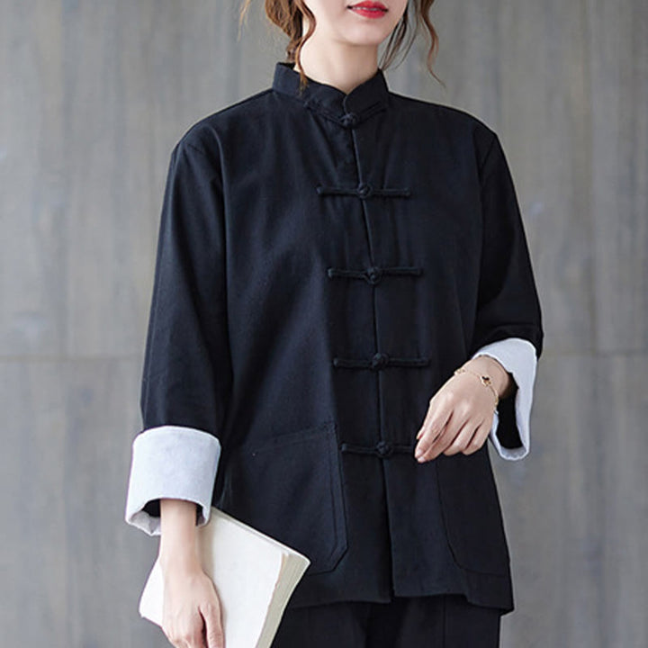 Buddha Stones Women's Frog-Button Long Sleeve Shirt Pants Meditation Clothing - image 6