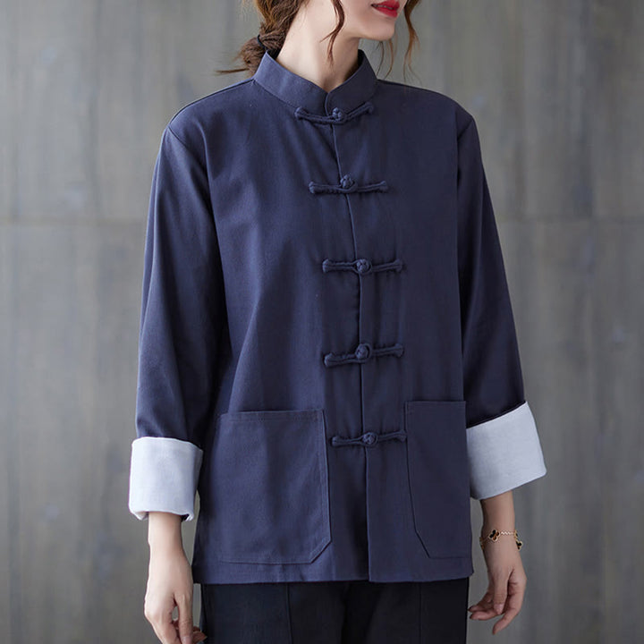 Buddha Stones Women's Frog-Button Long Sleeve Shirt Pants Meditation Cotton Linen Clothing - image 15