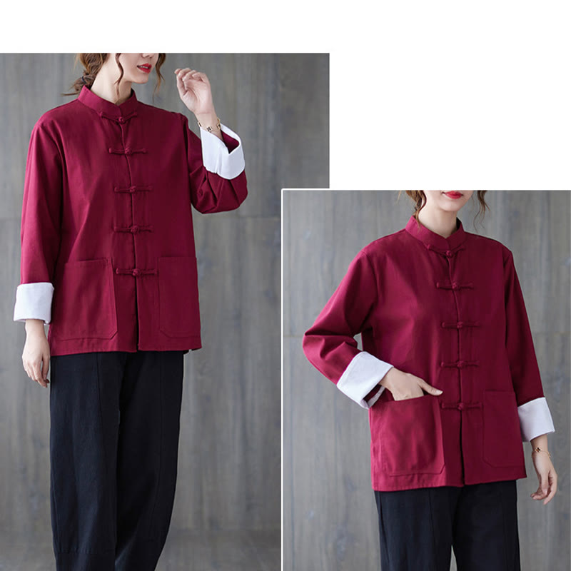 Buddha Stones Women's Frog-Button Long Sleeve Shirt Pants Meditation Clothing - image 10