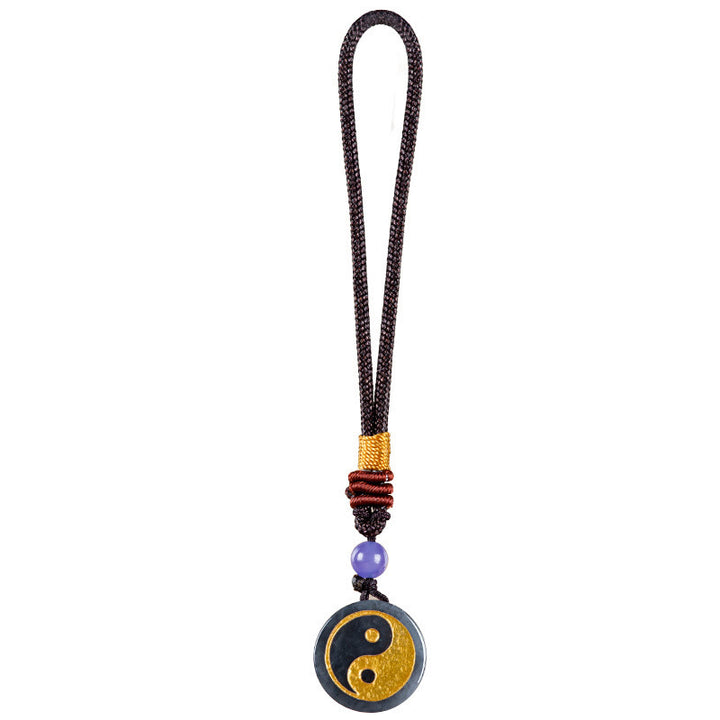 Buddha Stones Yin Yang Jade Harmony Protection Key Chain